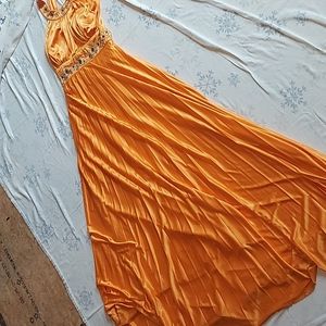 Dress, floor length, medium, sunset orange